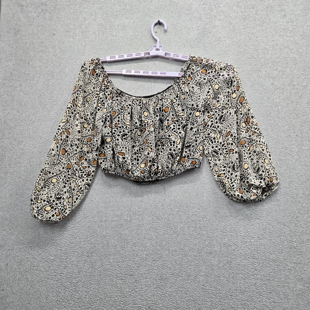 Express X Rachel Zoe Women Blouse M Geometric Crop Top Off The Shoulder NWT